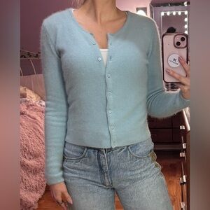 Vintage Y2K Jacob Baby Blue Fuzzy Cardigan